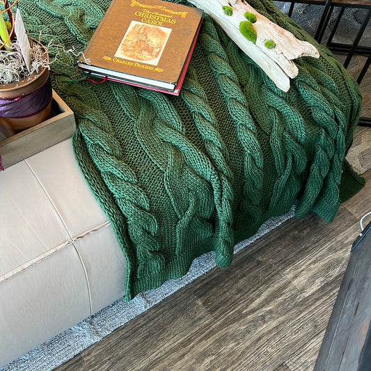 Green knitted blanket