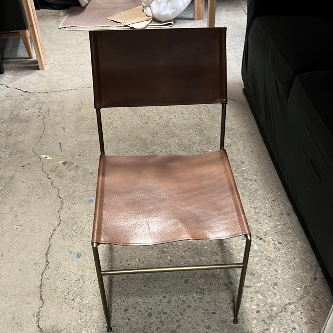 Brown leather dining chair
