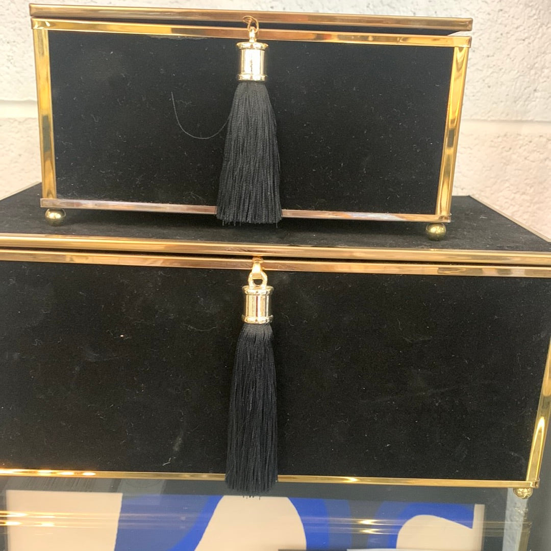 Large black and gold velvet box