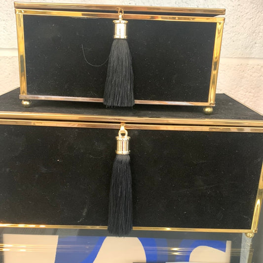Large black and gold velvet box