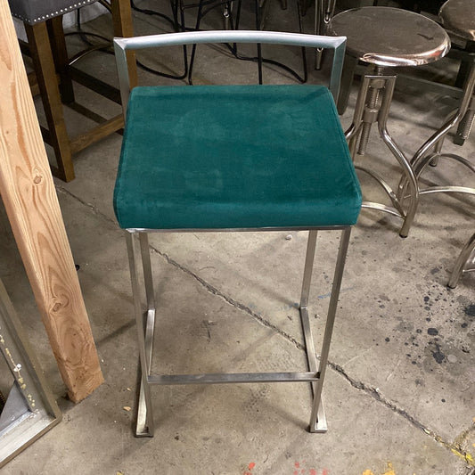Green Velvet Counter Stool