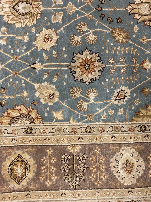Large Teal and Tan 9x12 Area Rug