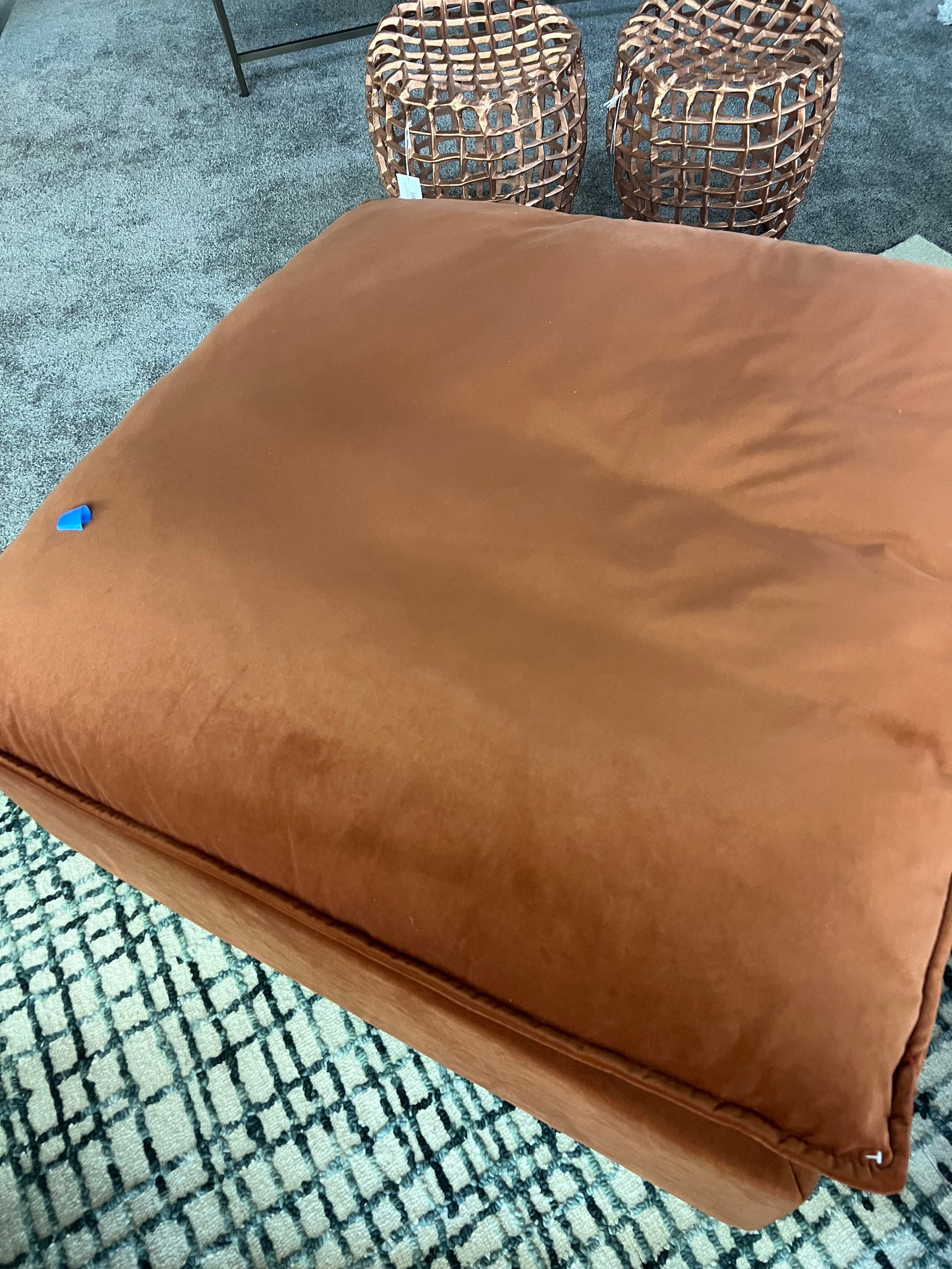 Rust Velvet Ottoman
