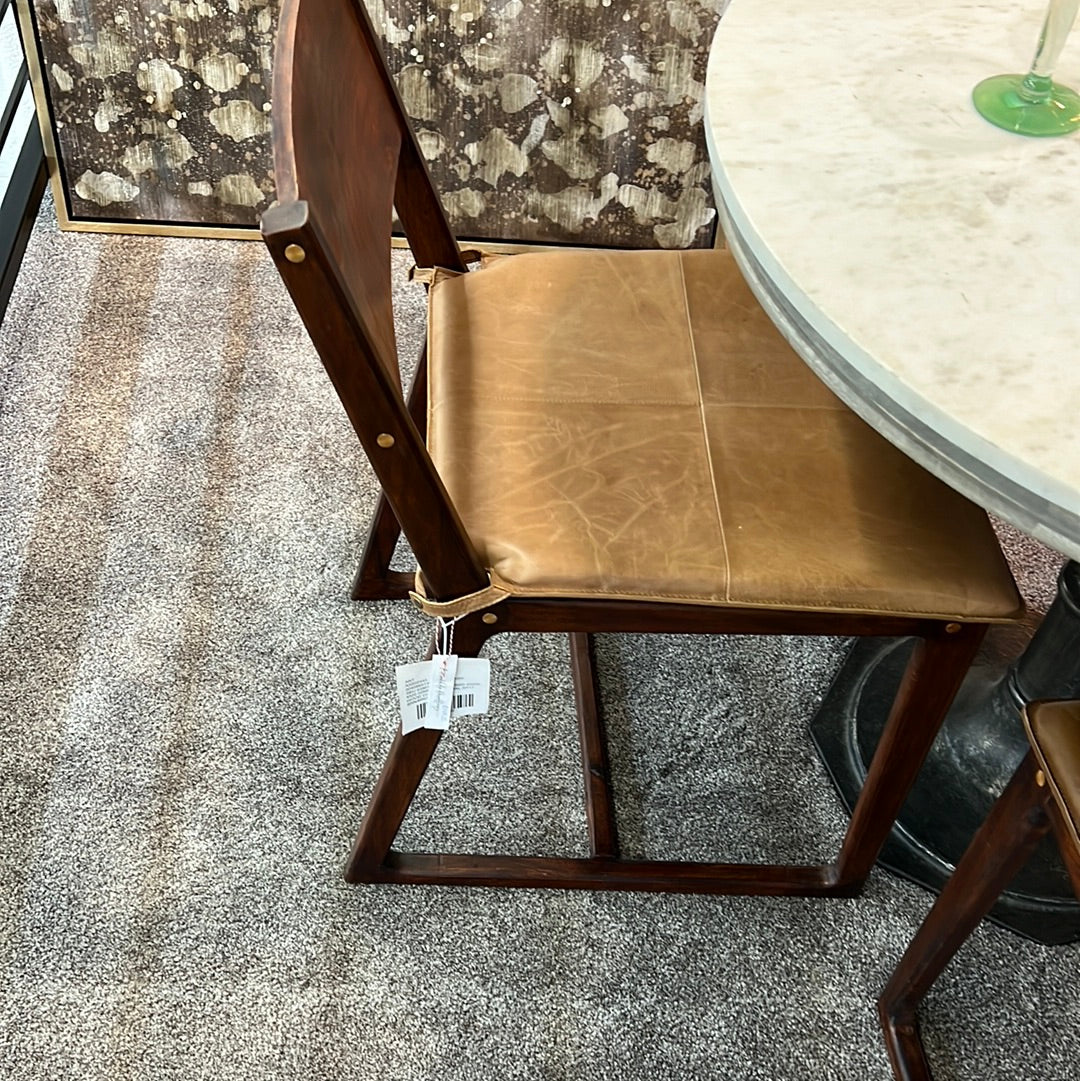 Wood chair with leather cushion