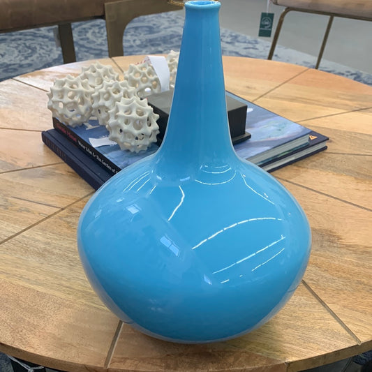 Baby blue ceramic vase