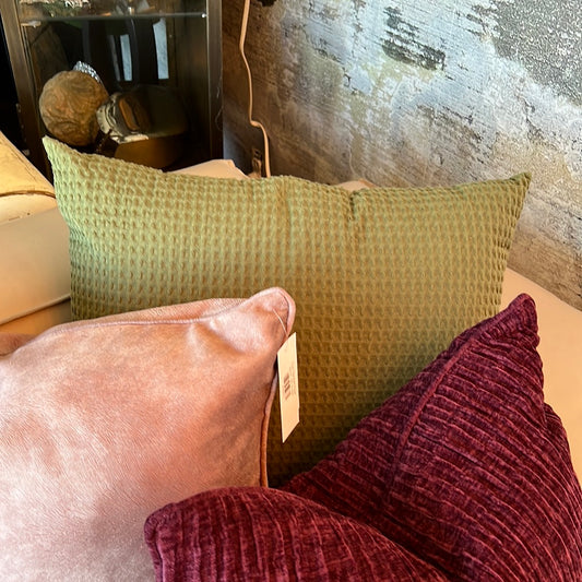 Green waffle pillow