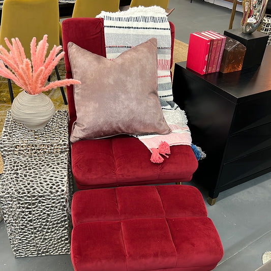 Red velvet chair with chase