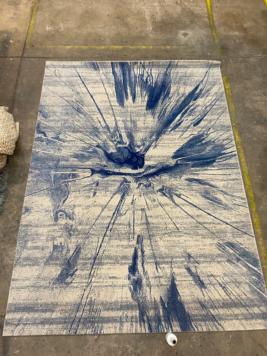 Large Blue and White 8x11 Area Rug