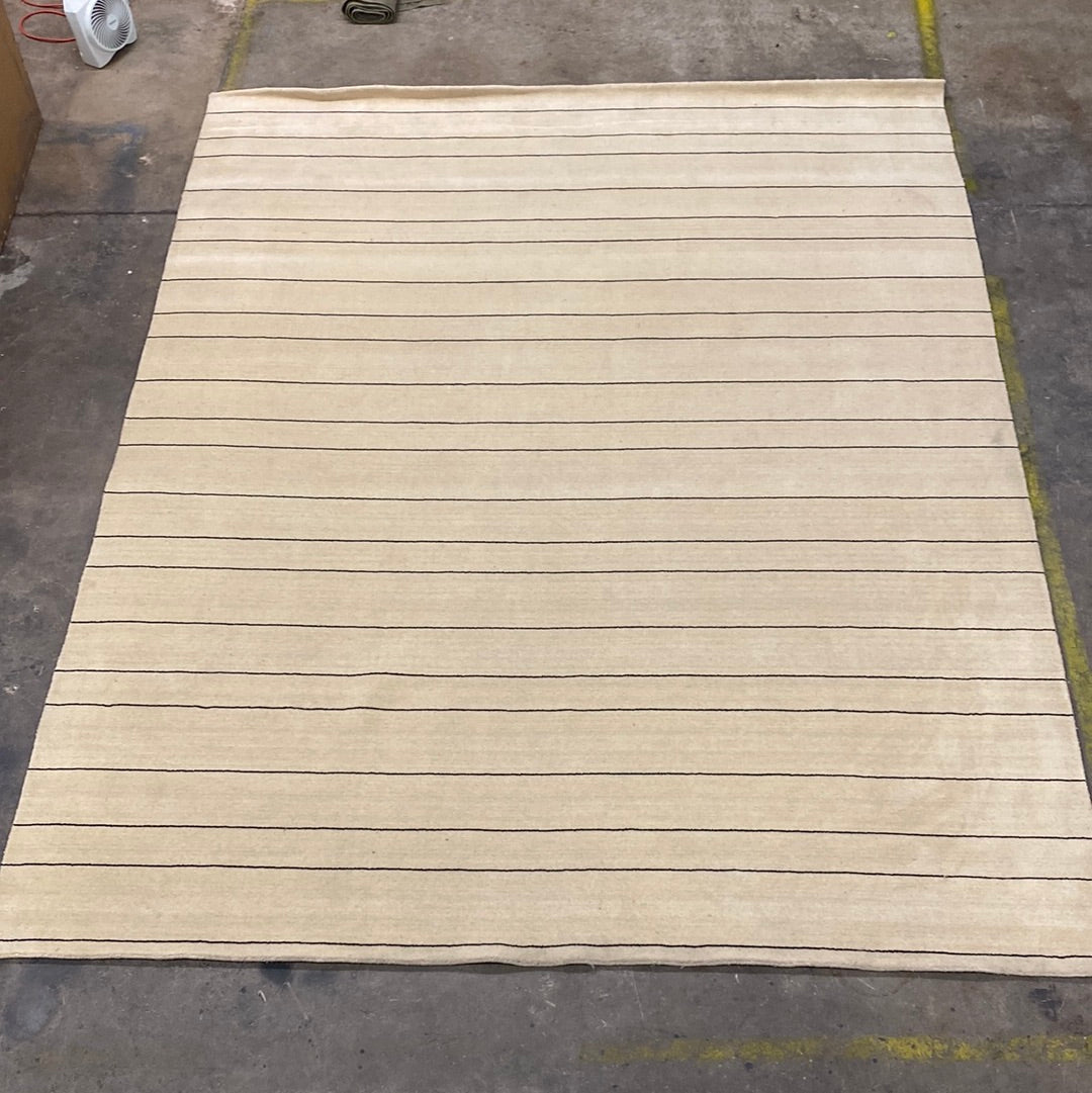 Large Cream Striped 9x13 Area Rug