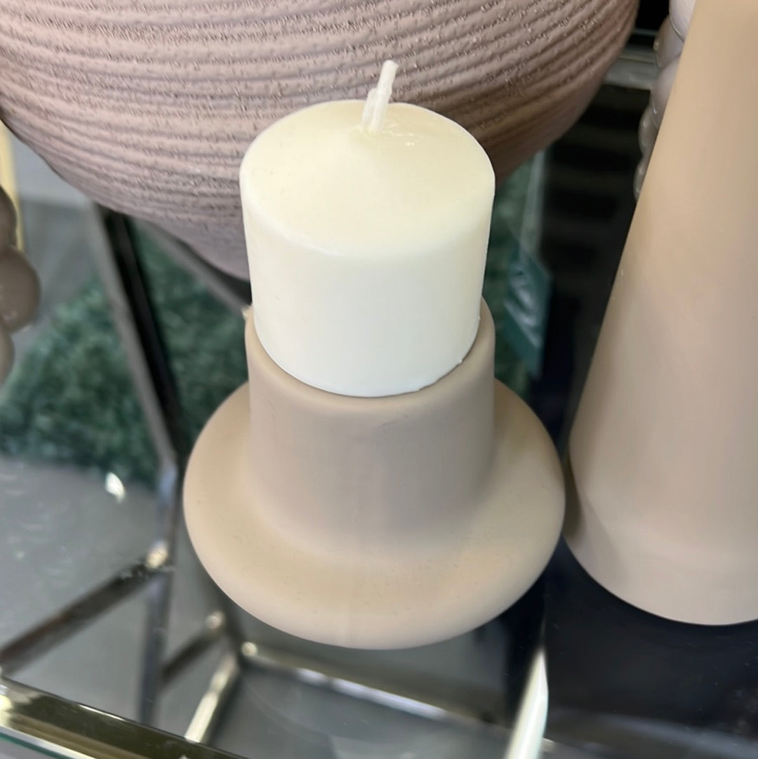 Short Neutral Candle Holder