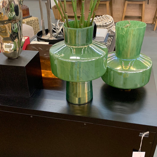 Glass green vase tall