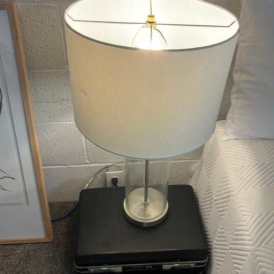 Glass and Nickel Lamp