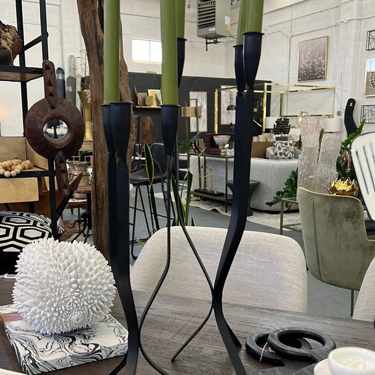 Black Wavy Candle Stick Set of 2