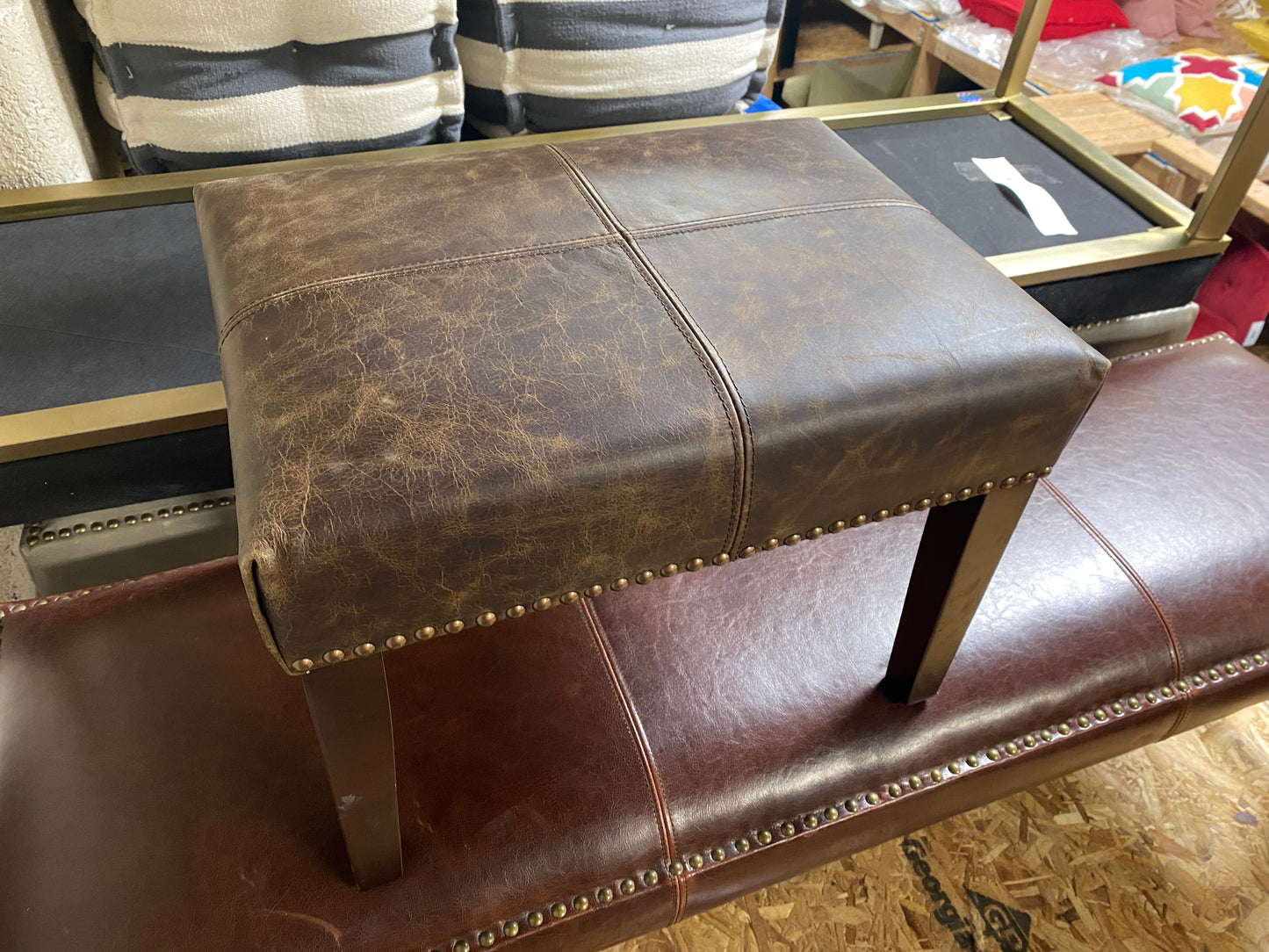 Brown Leather Stool