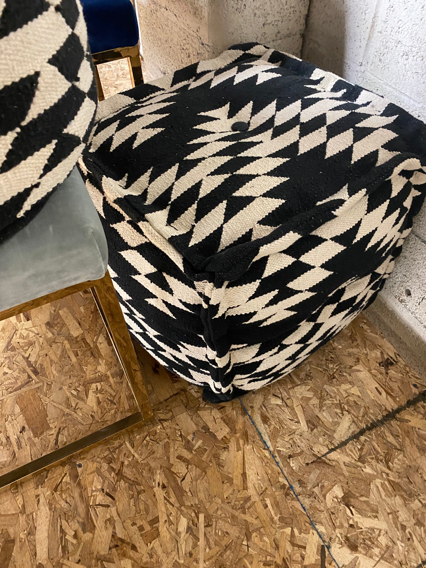 Black and White Square Ottoman