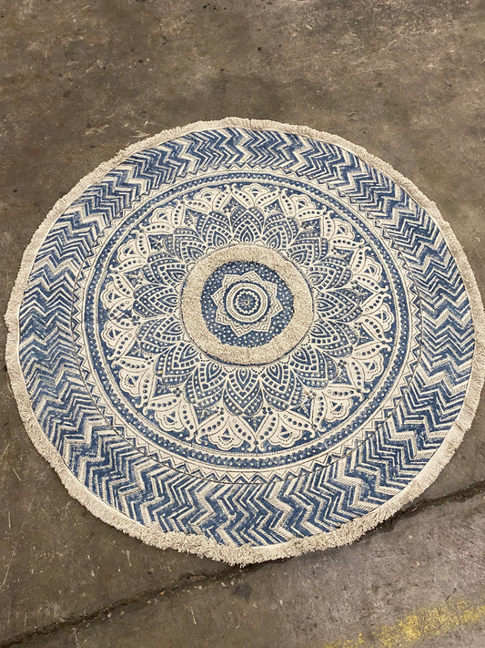 Small Blue and White Rug