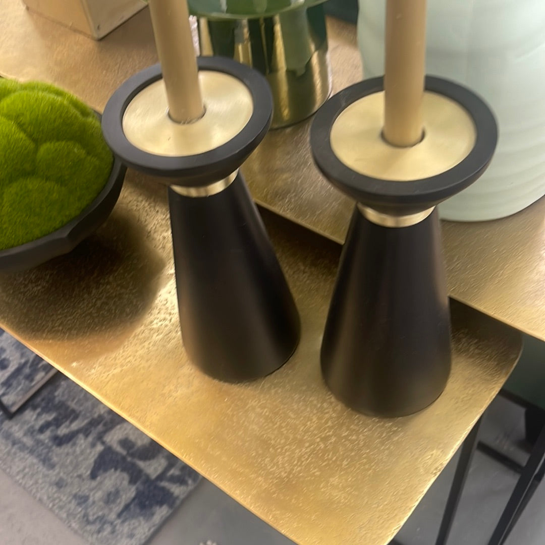 Black and gold candle stick holders