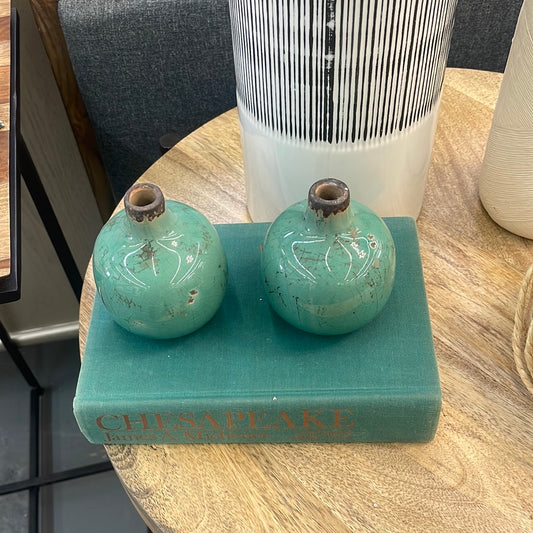 Little teal vases