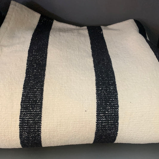 Black and white striped throw blanket