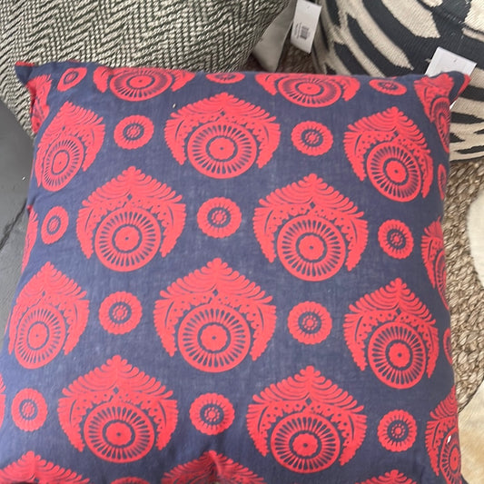 Blue w red detail pillow