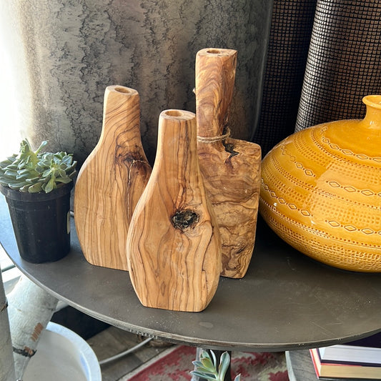 Wood candle holders set of 3