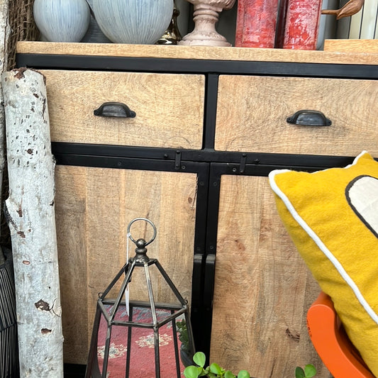 Rustic industrial bar cart