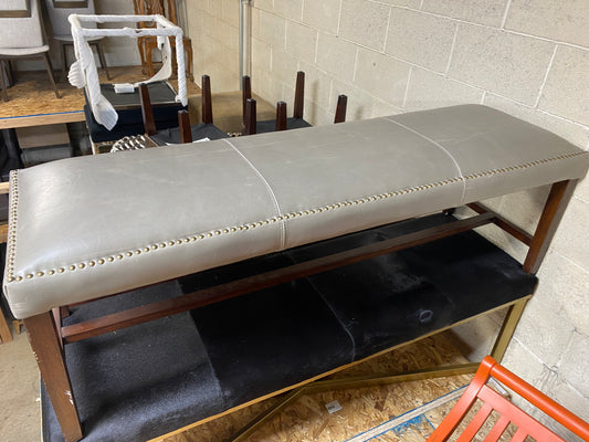 Gray Leather Bench