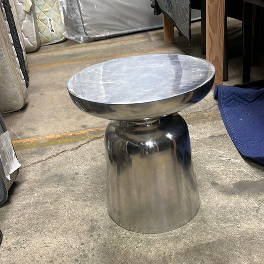 Shiny Silver Round Side Table