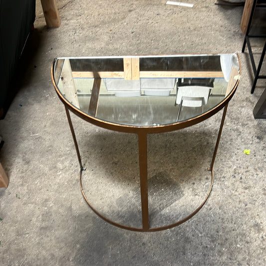 Half Moon Mirrored Side Table