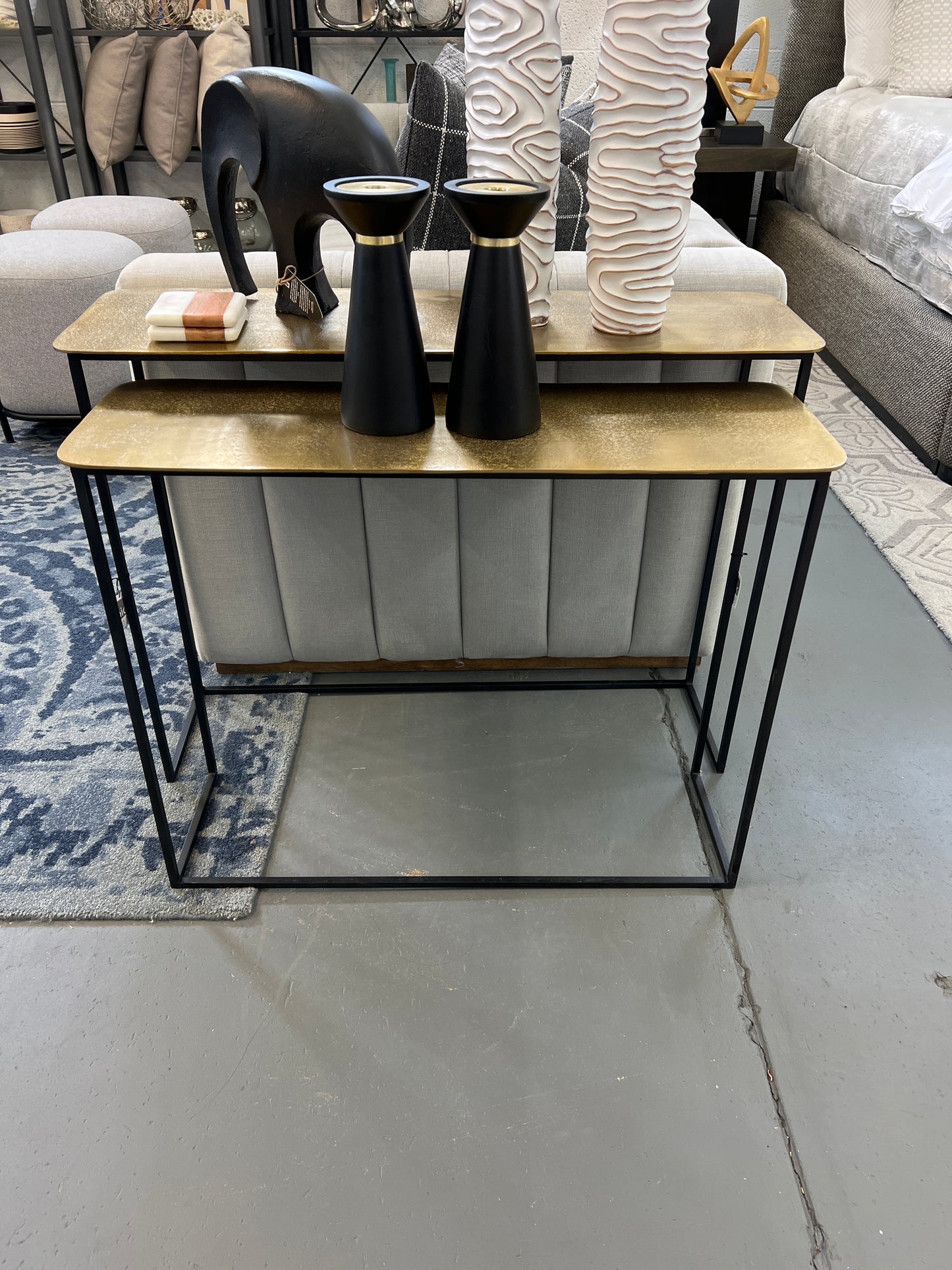 Raw Brass Rectangular tables- set of 2