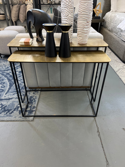 Raw Brass Rectangular tables- set of 2