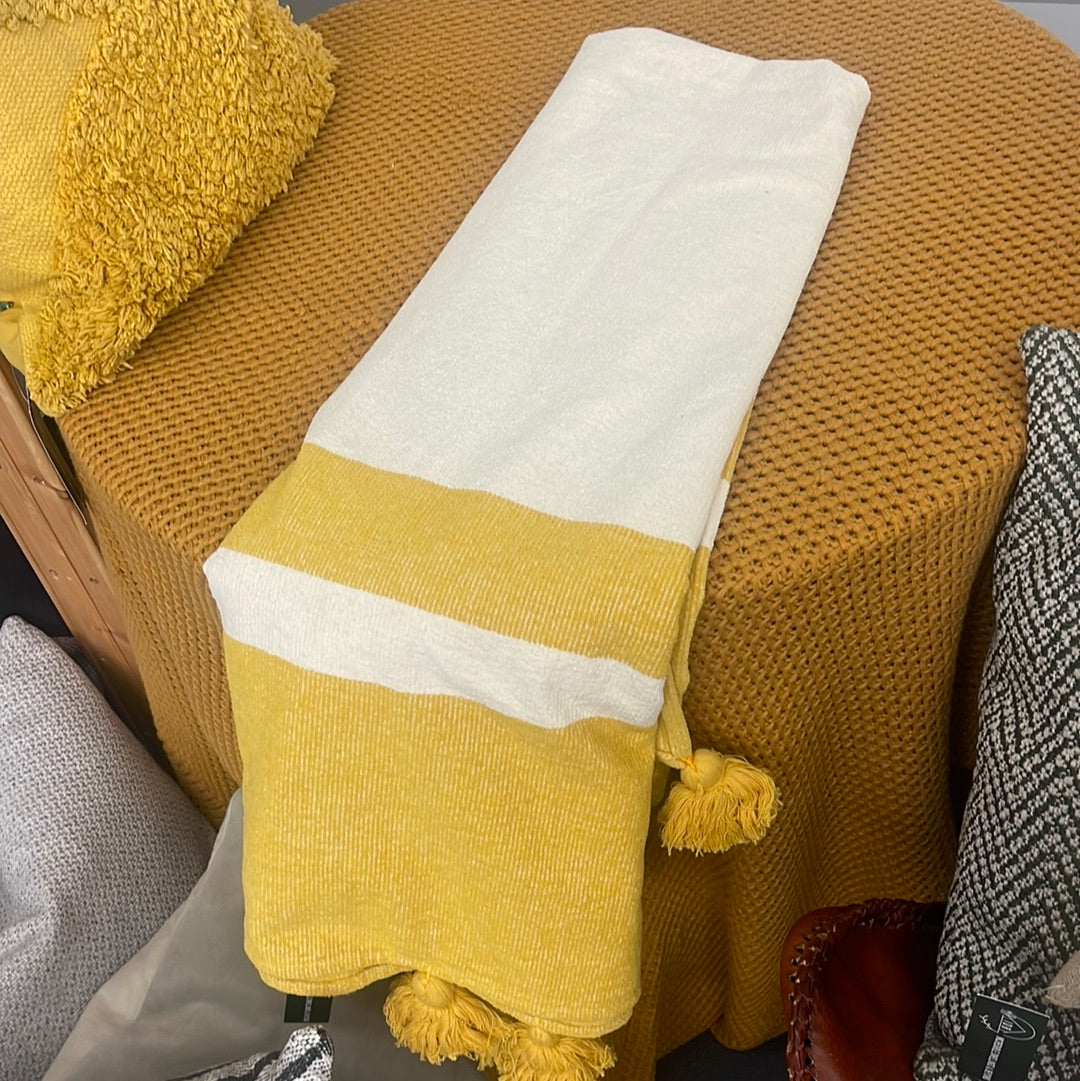 Yellow throw blanket