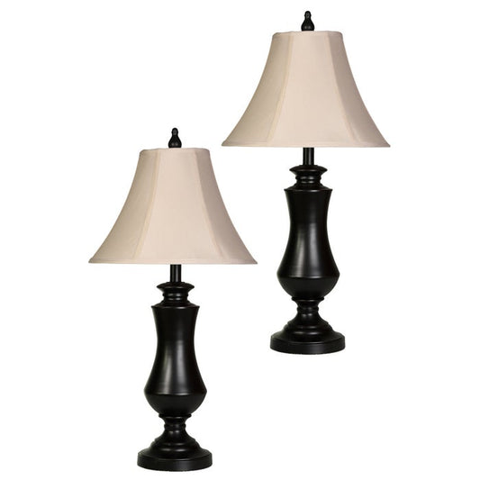 Classic Bronze Metal Table Lamps with Complementing Round Bell Shades