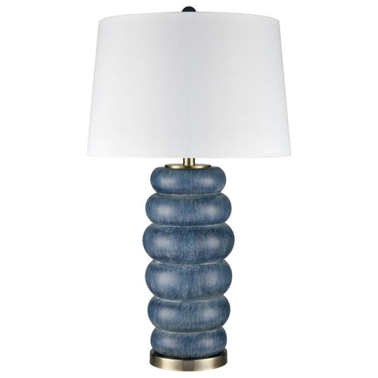 DENIM WASH TABLE LAMP | Stacked Base Design | Polyresin and Metal | 31in ht | 150 Watts