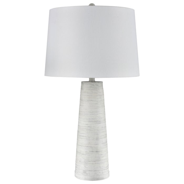 WHITE WASHED CONE | Ribbed Table Lamp Base Design | Polyresin | 31in ht | 150 Watts