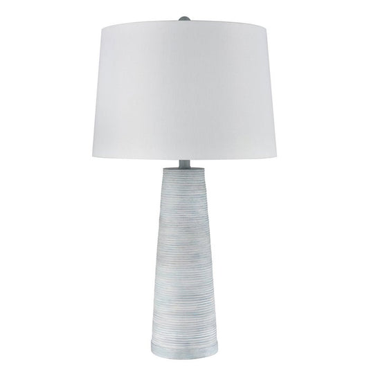 SKY BLUE WASHED CONE | Ribbed Table Lamp Base | Polyresin | 31in ht | 150 Watts