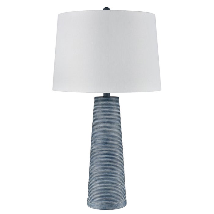 DENIM WASHED CONE | Ribbed Table Lamp Base Design | Polyresin | 31in ht | 150 Watts