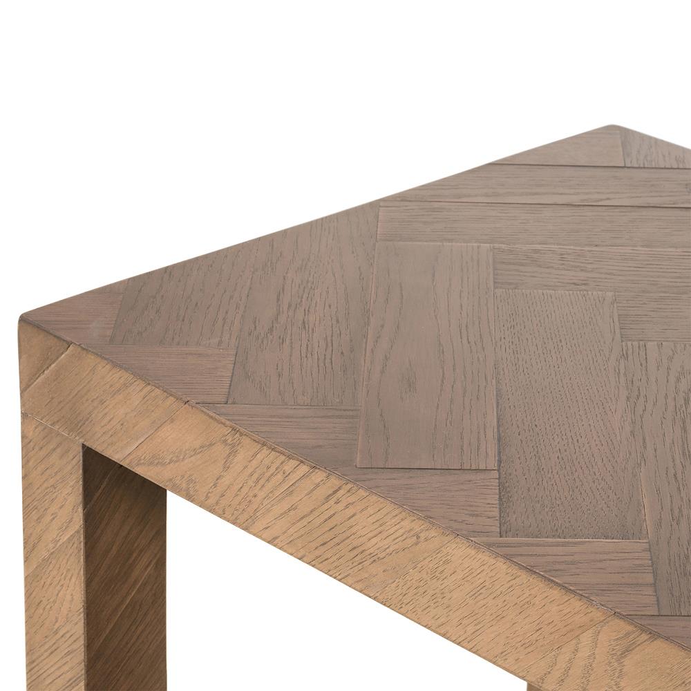 Ingmar Rustic Matte Brown Oak Wood Herringbone Patterned 2 Tier Console Table
