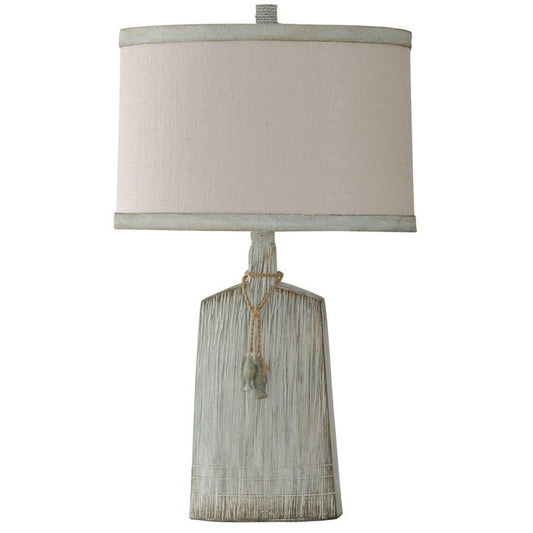 Coatal Casual Light Olive Textured Base Table Lamp with Decorative Pendant